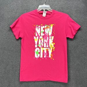 New‎ York City T Shirt Womens Small pink crew neck short sleeve 100% Cotton
